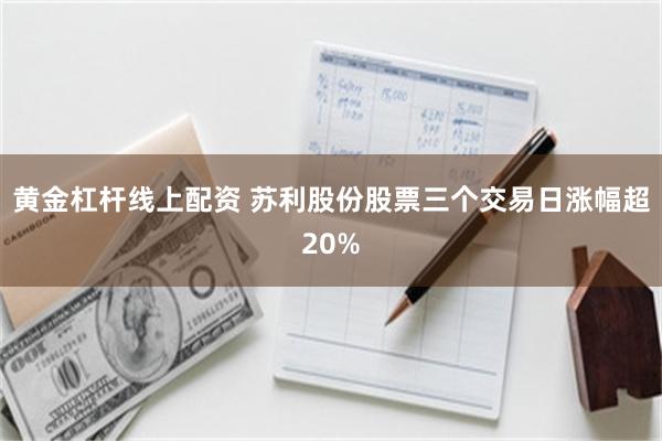 黄金杠杆线上配资 苏利股份股票三个交易日涨幅超20%