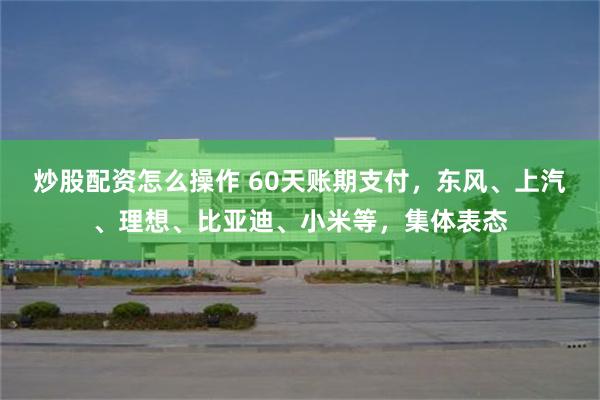 炒股配资怎么操作 60天账期支付，东风、上汽、理想、比亚迪、小米等，集体表态