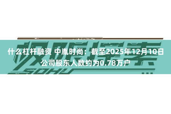 什么杠杆融资 中胤时尚：截至2025年12月10日公司股东人数约为0.78万户