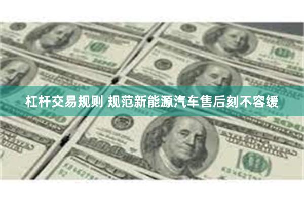 杠杆交易规则 规范新能源汽车售后刻不容缓